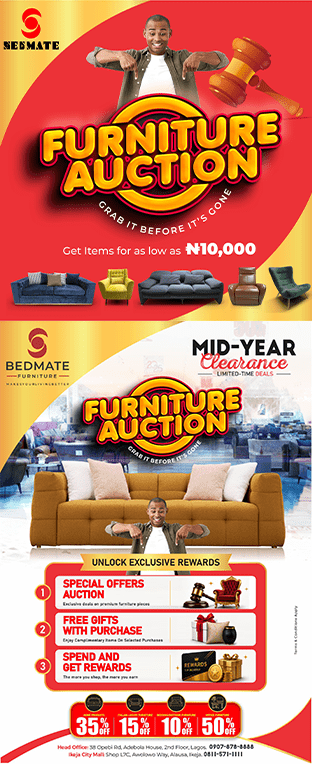 Bedmate Furniture Auction May 202 Side Banner 01 BEDMATE FURNITURE Nigeria's #1 Furniture Company - For All Kinds of Quality, Bespoke & Exquisite Furniture
