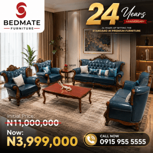 Sofa Romera SF071 Bedmate Furniture 24 Years Anniversary BEDMATE FURNITURE Nigeria's #1 Furniture Company - For All Kinds of Quality, Bespoke & Exquisite Furniture
